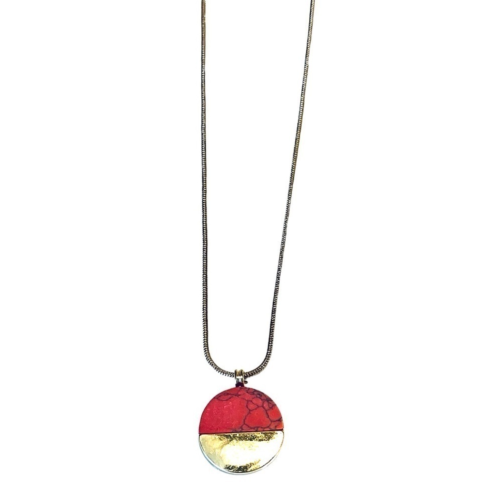 2/$15 Pink Marbled Pendant Necklace Gold Tone Minimalist Statement Necklace NWT